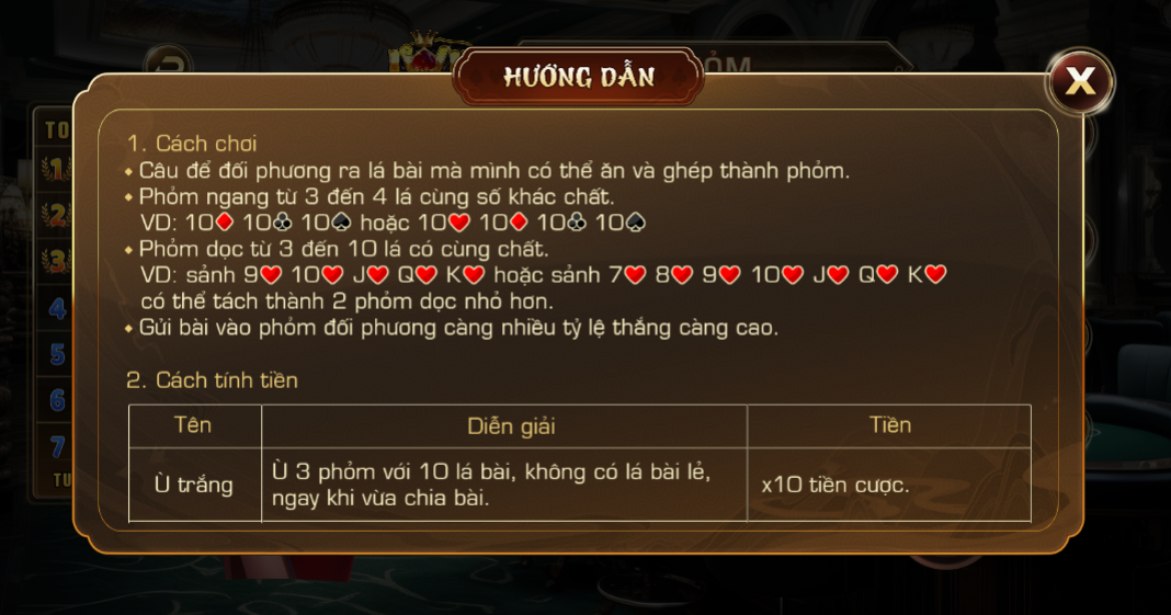 Luật Chơi game bài phỏm iwin club Cơ Bản