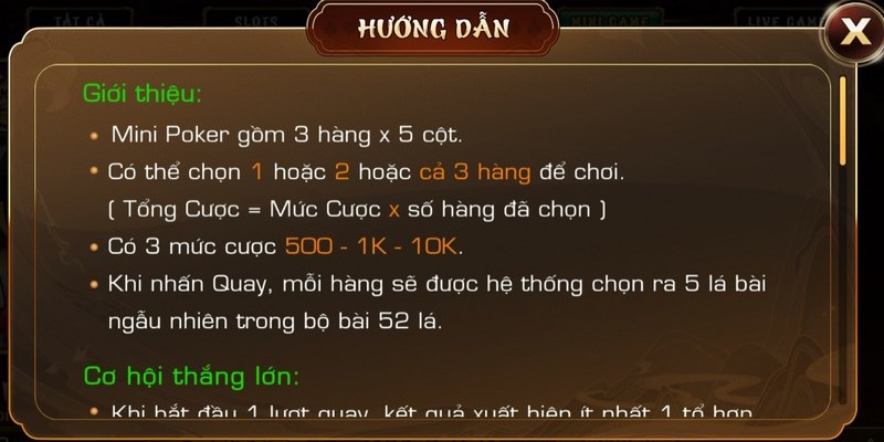 Hướng dẫn cách tham gia chơi mini poker Iwinclub 